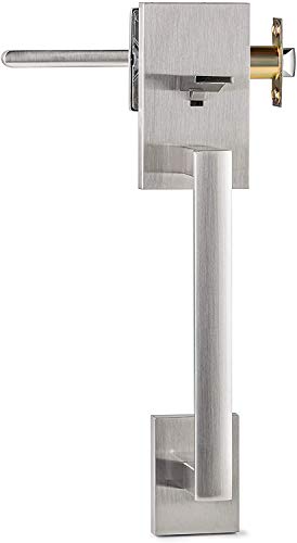 Image of Berlin Modisch HandleSet Front Door Entry Handle and Deadbolt Lock Set Slim Square Single Cylinder Deadbolt and Lever Reversible for Right & Left Sided Doors Heavy Duty - Satin Nickel Finish