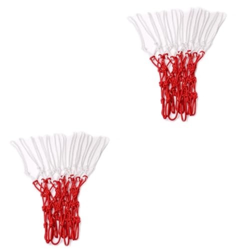 BESPORTBLE 2pcs Nylon Braided Basketball Net Replacement Red Sports Net for Outdoor Courts