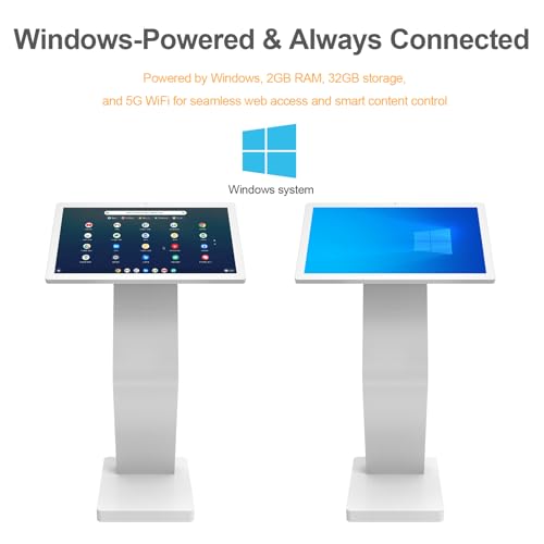 Image of 27 Inch Touch Screen Kiosk, 10pt PCAP Capactive Touch Screen Digital Signage, Windows OS K-Style Indoor Digital Signage, Interactive LCD Display Signage, U-Disk Publish Content, Split Screen