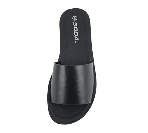 Image of Soda Shoes Efron-S Women Flip Flops Basic Plain Slippers Slip On Sandals Slides Casual Peep Toe Beach