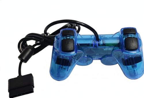 Image of Premium PS2 Compatible Wired Controller - High-Performance Gamepad for PlayStation 2 (All Models) Ergonomic Gamepad with Dual Vibration Feedback, Precision 360 Analog Sticks, Ergonomic Pro Grip - (TRANSPARENT BLUE)