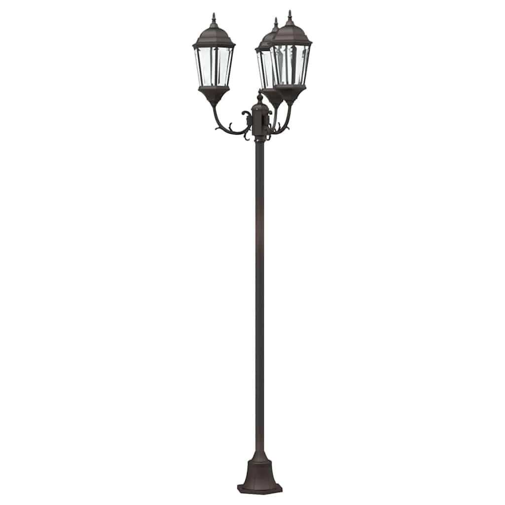 Vintage Gartenlicht aus Aluminium und Glas für Außenbereich, 57 x 49 x 241 cm, robuste Wegeleuchte mit smarter Beleuchtung für Wege und Einfahrten, wetterfestes Design