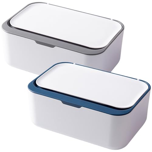 2PCS 7.5x5.1x3 Inch Baby Wipes Dispenser Box, Plastic Leakproof Wet/Dry Tissue Holder with Non-Slip Base