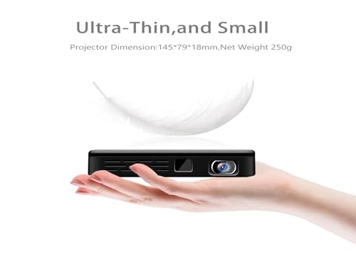 WT50 Mini Projector, 1080P HD Video DLP Portable Projector, WiFi, Wireless and Wired Screen Sharing, Trackpad Design, Pocket Sized Home Theater Pico Projector for iPhone