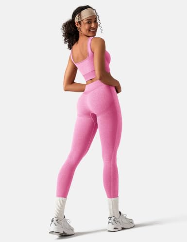 Image of OLCHEE Womens Workout Sets 2 Piece Seamless Square Neck Sports Bra Padded Butt Lifting Leggings High Waist Yoga Gym Outfits