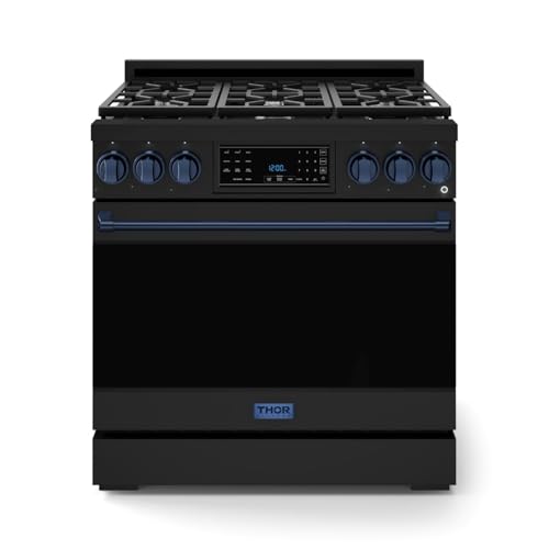 Image of Gordon Ramsay by THOR Kitchen 36 Inch Professional Liquid Propane Range with Tilt Panel Touch Control in Black /Navy Blue