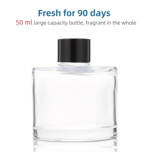 Botellas difusoras de aroma de vidrio 50ml con varillas de ratán negras 16cm miniatura 3