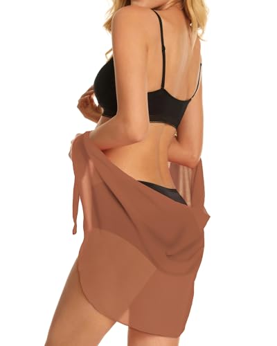 Image of Swimsuit Coverups for Women Sarong Beach Bikini Wrap Sheer Short Skirt Chiffon Scarf for Swimwear