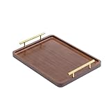LckCryspho 天然木製トレー 大 40×30×2cm 角型 ナチュラル – 取っ手付き 長方形ウッドトレイ スタッキング収納 業務用 家庭用 (20*30*2cm,B)