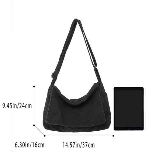 Canvas Messenger Bag Large Messenger Bags for Women Men Casual Canvas Crossbody Shoulder Bag with Multiple Pockets4
