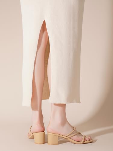 Shoe'N Tale Strappy Heels For Women Low Chunky Block Heel Heeled Sandals Square Open Toe Slip On Slides Mules thumb #5