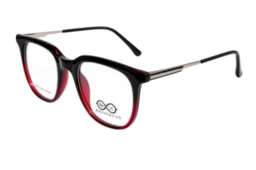 Image of Soft Square Optical Eyeglass Frame for Men & Women, Front with Metal Temples, Clear Demo Lenses, Lightweight Mixed Material Frame, Ribbed Temple Design for Prescription Lens Replacement