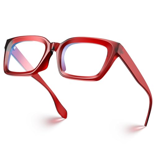 VISOONE Chunky Square Blue Light Blocking Glasses with Anti Computer Glare for Working Women Men MONTANA