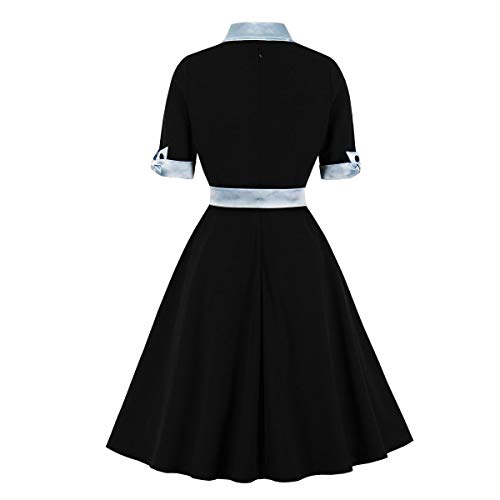 Image of 1950s Dresses for Women Vintage Rockabilly Retro Short Sleeve Tie Midi Dress Cocktail Party Evening Prom Gown