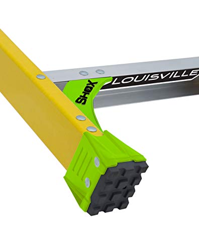 Louisville Ladder 8 ft FXS1408HD 2-in-1 Duty Rating Shelf Fiberglass Cross Step Ladder 375 lb Type IAA, 8', Yellow