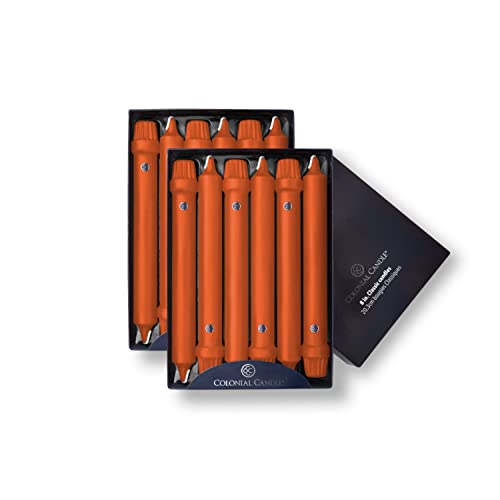 Image of Colonial Candle Unscented Taper Candle, Classic Collection, Pumpkin, 8 In, Pack of 12 - Up to 6 Hours Burn