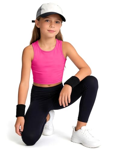 Image of HASMES Girls Athletic Tank Tops Sleeveless Basic Dance Crop Tops for Kids