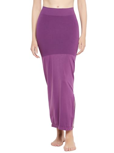 Image of Clovia Women's Petticoat Style Saree Shapewear with Side Slit in Violet