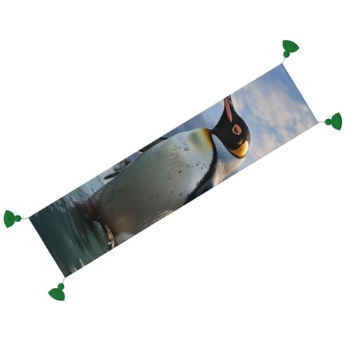 Chemin de table rustique 35,6 x 152,4 cm avec pompons et imprimé pingouin de mer