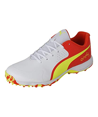 Puma x one8 Virat Kohli FH Rubber one8 Men s Red, Yellow, White Baseball and Softball Cricket Shoes - 8 UK