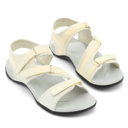 Image of UBFEN Womens Hiking Water Sport Sandals with Arch Support | 3 Adjustable Straps, Cushioned Footbed, Non-Slip, Comfortable Walking for Athletic Outdoor Summer Beach