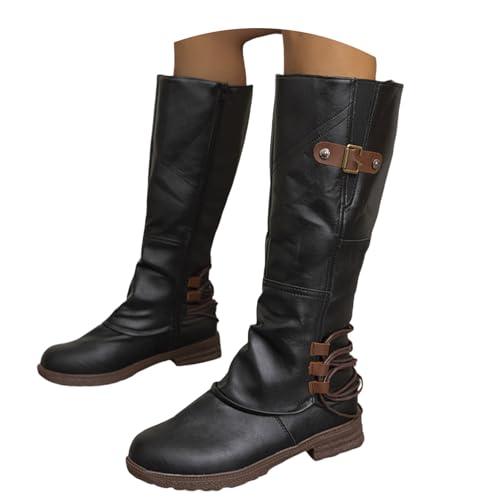 Botines retro cómodos con tacón grueso y cremallera lateral para tus looks casuales diarios