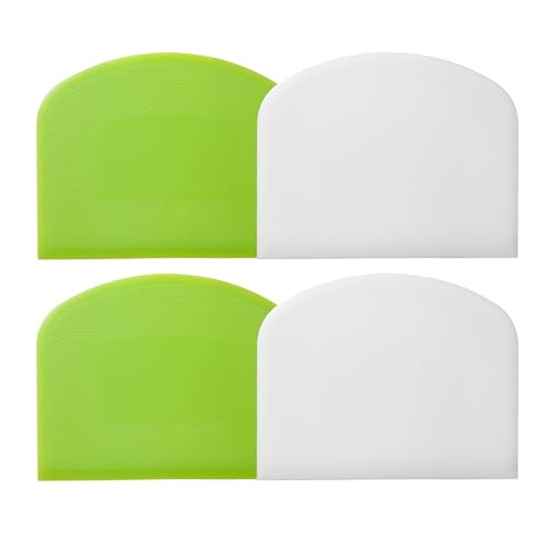 LIIAFUO 4 Pcs Dough ScraperBench Scraper Bowl Scraper for Bread Cake Dough Fondant IcingWhite Green