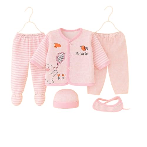 Image of New Born Baby Winter Wear Keep Warm Baby Clothes 5Pcs Sets Cotton Baby Boys Girls Unisex Baby Fleece /Falalen or Flannel Suit Infant New Born Night Suits