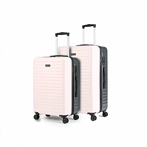Image of THE ASSEMBLY Hard-Sided Unbreakable Polycarbonate Carry-On Luggagebag With Spinner Wheels For Travel - Ivory Grey (24 & 28 Inches, 60 & 85L), Large