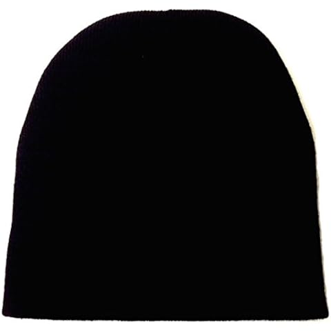 The Fly Pelican Short Uncuffed Black Beanie Solid Blank Plain 8 Inches Cover
