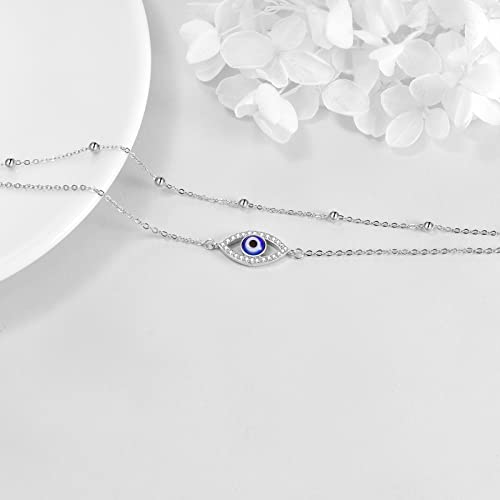Mongas Evil Eye Anklet 925 Sterling Silver Stackable Evil Eye Ankle Bracelets Christmas Jewelry Gifts For Women #TOP2
