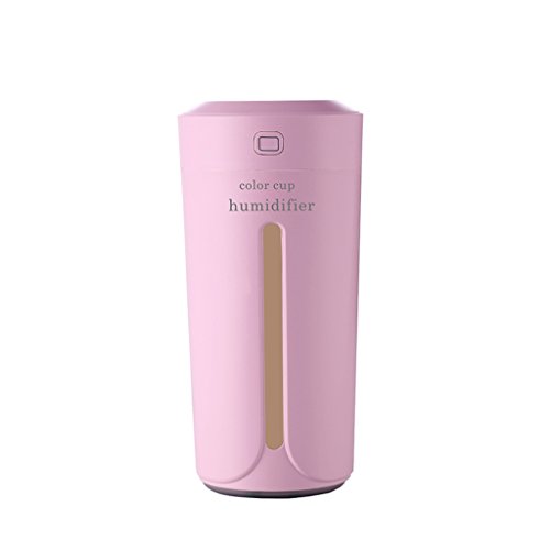 QIHANGCHEPIN Humidificador de aire del USB de la taza creativa del color para el mini purificador de aire del difusor del aroma del coche casero con el humidificador de las luces LED (Color : Pink)
