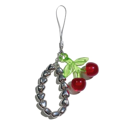 二重目的チェリーモバイル&キー用のキーチェーン頑丈な合金材料装飾ビーズアクセントフレキシブルロープアタッチメント頑丈なキーチェーンギフト