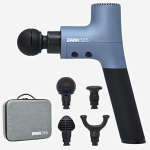 Ekrin Athletics 365 Massage Gun – Ergonomic Deep Tissue Back & Neck Massager for Pain Relief & Soreness – 4 Speeds & Attachments – Long Battery Life & Noise Insulation