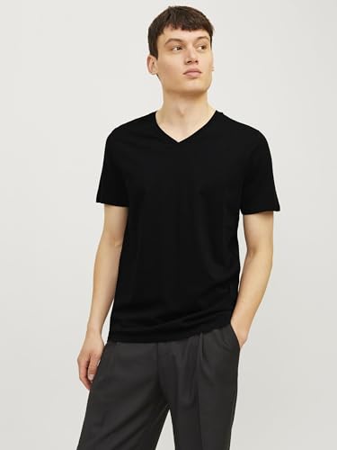 JACK & JONES Herren Jacbasic V-neck Tee 2 Pack T Shirt, Schwarz, XXL EU – Ansicht 2