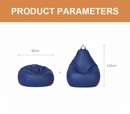 Image of 4XL Leatherette Bean Bag Chair with Footrest & Cushion with Beans Filled (Ready to Use) Color- (Royal Blue, Bean Bag Only)