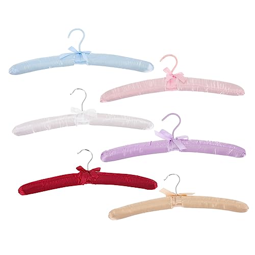 OUNONA 6Pcs Padded Garment Hangers Slip Suit Racks for Wrinkle Clothing Storage Soft Covering Elegant Colors for Organizing Dresses and