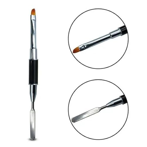 Pincel Espátula, 2 in 1, Unhas, Polygel, Ponta Dupla, Profissional, Acrigel, F1, Alongamentos de Unh