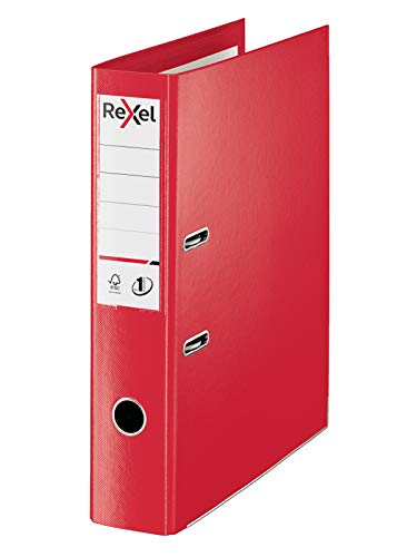 Rexel Choices, Foolscap Lever Arch File, 75 mm Spine, 500 Sheet Capacity, Plastic Cover, File Folder, 2115513, Light Red