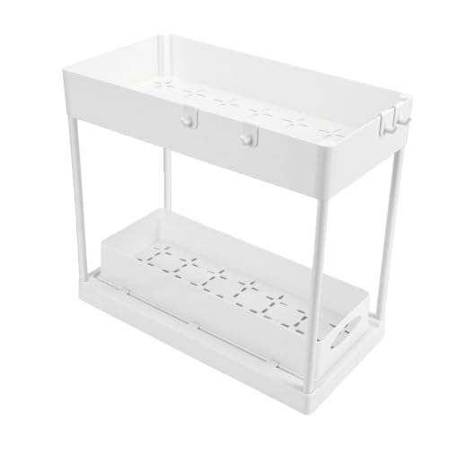 Organizador Bajo Fregadero Luocute, 2 Niveles Extraíbles (Blanco) | Cajones Deslizantes de Plástico ABS, para Cocina y Baño miniatura 1