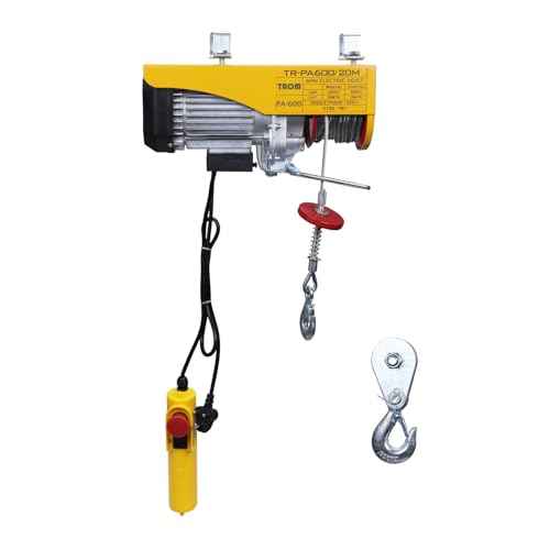 Image of TROM (Powered by IZOM) Mini Electric Hoist For Material Handling Lifting in Factories, Warehouses, Construction Site, Single Phase 1150W Powerful Motor Single /Double Slings Lifts 20 Meter (600kg)