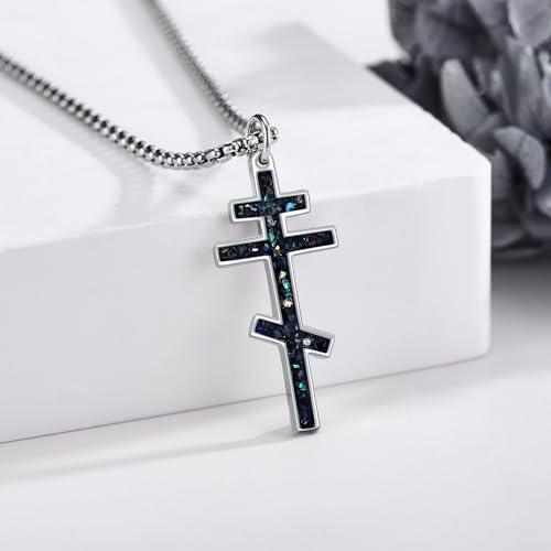 Eastern Orthodox Cross Necklace Sterling Silver Christain Greek Eastern Orthodox Jewelry Gift for Men4