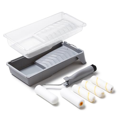 Voomey 8 Piece Mini Paint Roller Kit, 4 Inch Foam Paint Roller, Microfiber Paint Rollers, Paint Roller Covers, Small Paint Roller with Tray,Paint Rollers for Painting Walls