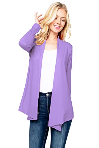 Image of Women's Drape Front Open Cardigan Long Sleeve (S-2X, Made in USA)