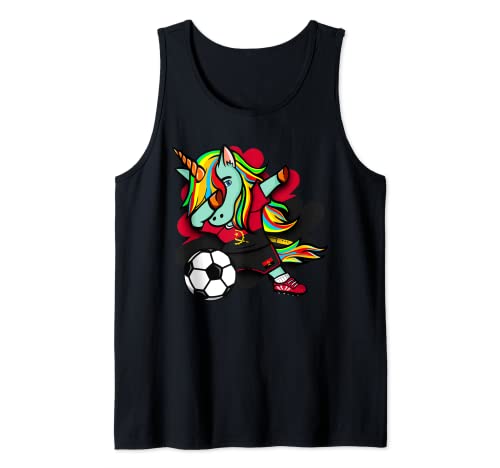Dabbing Unicorn Angola Soccer Lovers Jersey Angola Fútbol Camiseta sin Mangas
