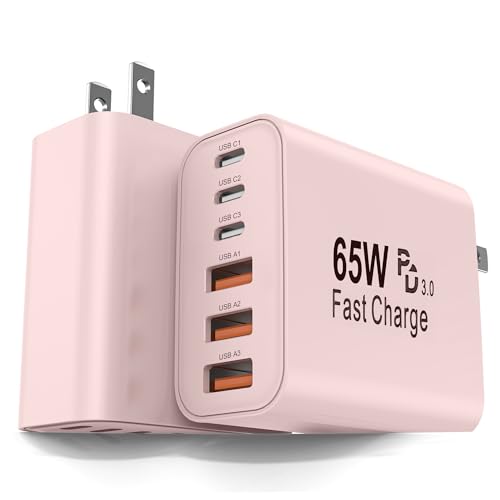 Image of 2-Pack 65W USB C Charger Block, 6-Port Fast Wall Charging Block [3 PD USB-C & 3 QC USB-A] for iPhone 17 16 15 Pro Max, iPad Pro, Galaxy S26 S25, Pixel 10 9, iWatch,Google & More