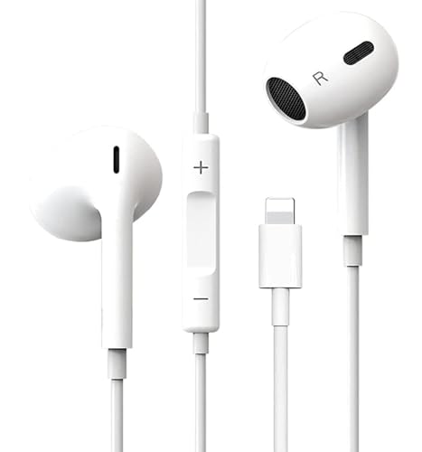 Auriculares con cable, auriculares in-ear con micrófono, control de volumen y audio HiFi estéreo, compatible con iPhone 14, 13, 12, 11 Pro Max/14 Plus/XR/XS/X/8/iPad Air Mini, compatible con sistema