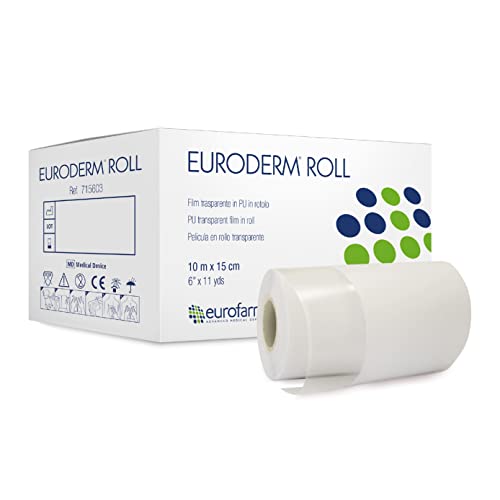 Euroderm Roll (m 10 x cm 15) Película en Rollo Transparente Impermeable al Agua,Altamente Transpirable.