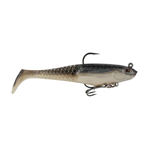 Berkley PowerBait Saltwater Pre-Rigged Cullshad Fishing Soft Bait, Black Shad, 4 in, Irresistible Scent & Flavor, Larger Profile, Ready to Fish, Honeycomb Technology for Max Action and Durability