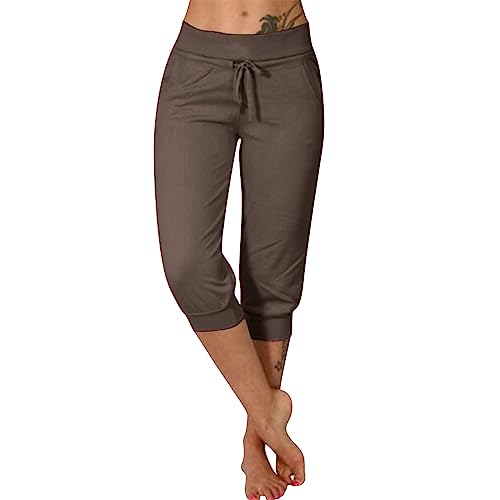 Pantalon de jogging femme grande taille taille haute léger fluide coupe sarouel